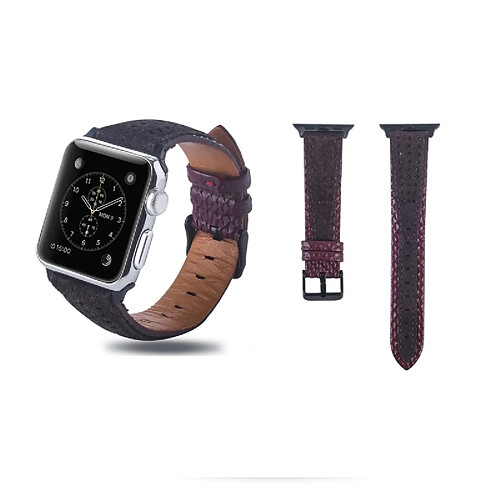 Wewoo Bande de montre en cuir pleine fleur avec trou rond pour Apple Watch séries 4, 3 et 2 et 1 42 et 44 mm