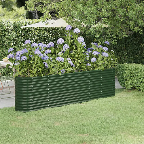 vidaXL Lit surélevé de jardin Acier enduit de poudre 260x40x68 cm Vert