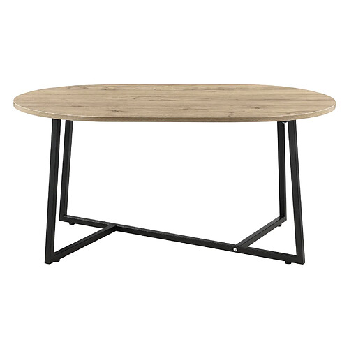 Helloshop26 Table basse ovale 100 x 60 x 47 cm noir effet chêne 03_0008519