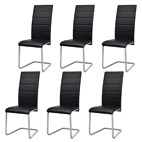 Maison Chic Lot de 6 Chaises à manger cantilever,Chaises de cuisine style scandinave - noir similicuir -MN63537