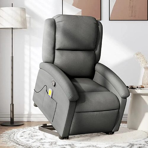 vidaXL Fauteuil de massage inclinable Gris foncé Tissu