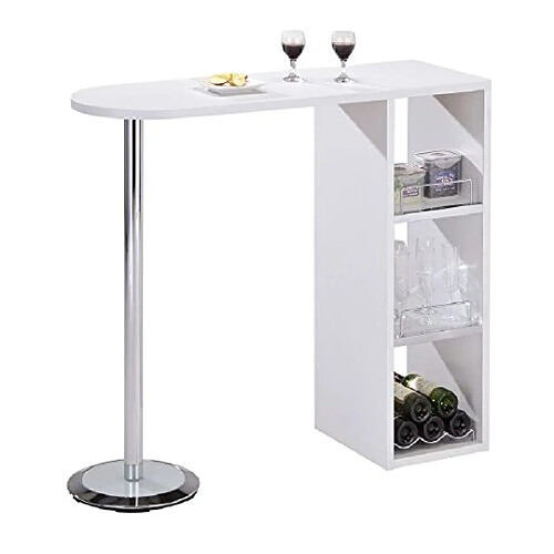 Ensemble table-bar et 2 tabourets coloris Blanc / Imitation chene grisé -PEGANE-