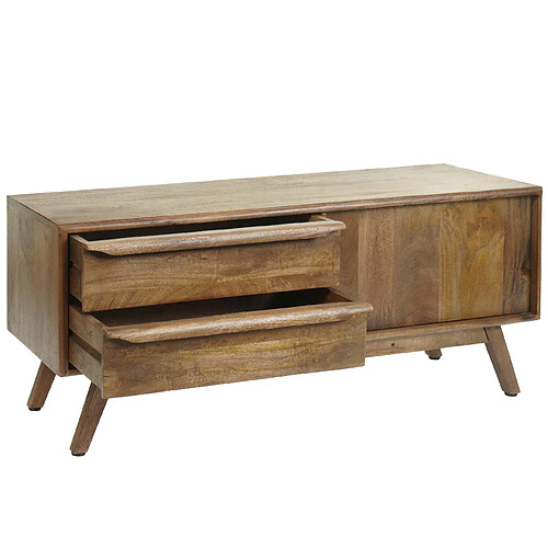 Decoshop26 Meuble TV avec 2 tiroirs et un compartiment de rangement en bois de manguier 46x110x35 cm 04_0007863