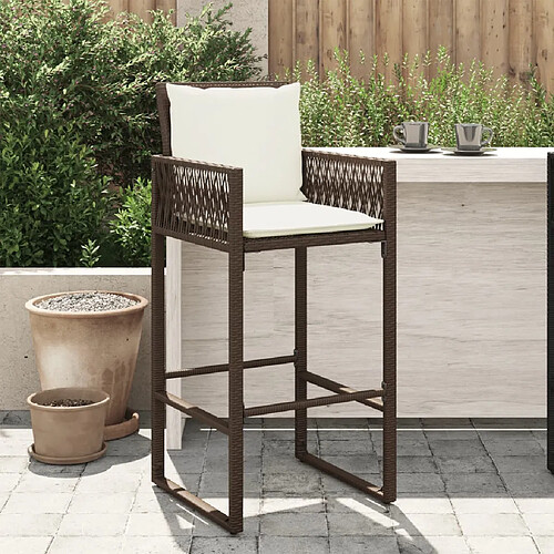 vidaXL Tabourets de bar jardin coussins lot de 2 marron résine tressée