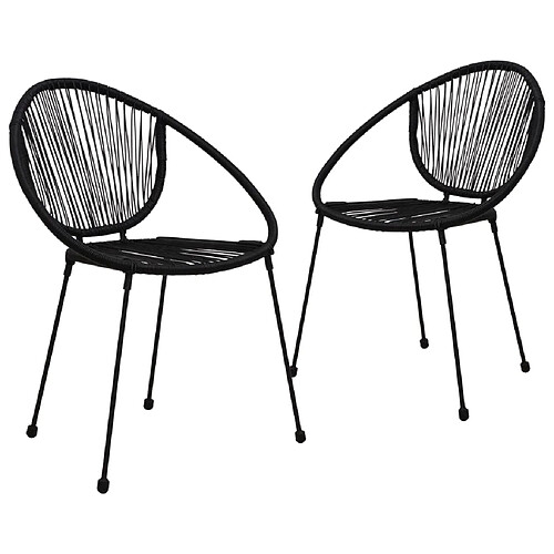 vidaXL Chaises de jardin lot de 2 PVC Rotin Noir