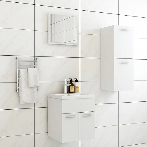 vidaXL Ensemble de meubles de salle de bain Blanc Aggloméré