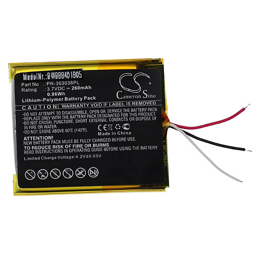 vhbw Batterie compatible avec SanDisk SDMX18R-004GR-A57, SDMX18R-008GK-A57 lecteur de musique MP3 (260mAh, 3,7V, Li-polymère)