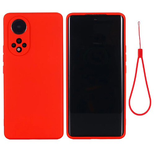 Coque en silicone anti-rayures, avec sangle rouge pour votre Huawei nova 9