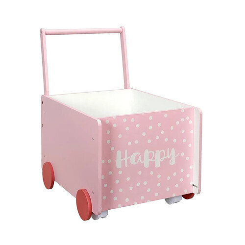 The Home Deco Kids Bac de rangement chariot pour enfant rose - happy.