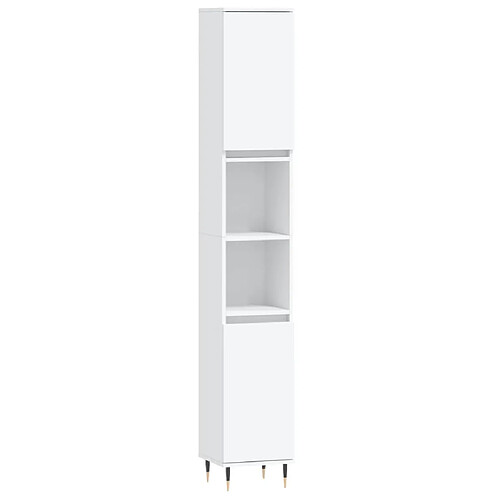 Maison Chic Armoire de salle de bain,Meuble de rangement,Meuble haut blanc 30x30x190 cm bois d'ingénierie -GKD566905