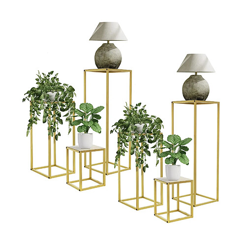 ML DESIGN MODERN LIVING Set de 3 présentoirs à fleurs en métal doré ML-Design