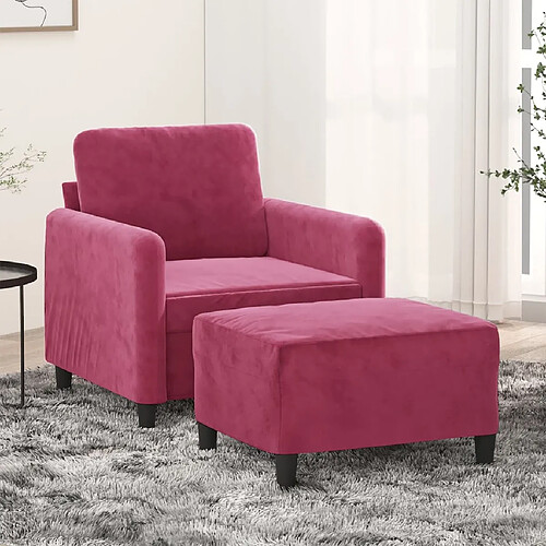 vidaXL Fauteuil avec repose-pied Rouge bordeaux 60 cm Velours