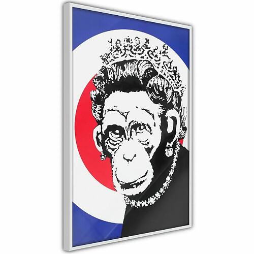 Paris Prix Affiche Murale Encadrée Banksy Monkey Queen 20 x 30 cm Blanc