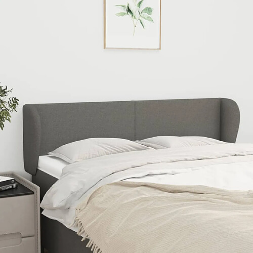 vidaXL Tête de lit avec oreilles Gris foncé 147x23x78/88 cm Tissu