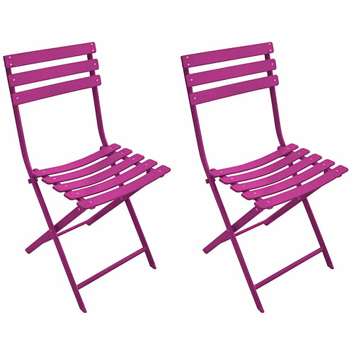 ALIZÉ Chaise pliante en acier Nonza (Lot de 2) Framboise.