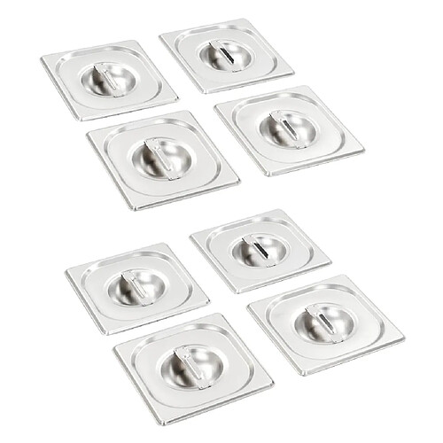 vidaXL Couvercles de plateau 8 pcs GN 1/6 Acier inoxydable