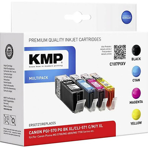 KMP Pack de 4 cartouches C107PIXV compatible CANON 570XL PGBK + 571XL C Y M