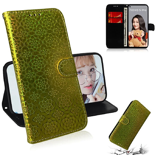 Wewoo Housse Coque Pour Huawei Nova 5i Pro / Mate 30 Lite Couleur unie Boucle magnétique colorée Flip horizontal en cuir PU avec support et fentes cartes et portefeuille et lanière jaune