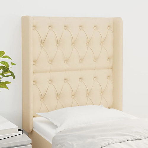 Maison Chic Tête de lit scandinave avec oreilles,meuble de chambre Crème 83x16x118/128 cm Tissu -MN79944