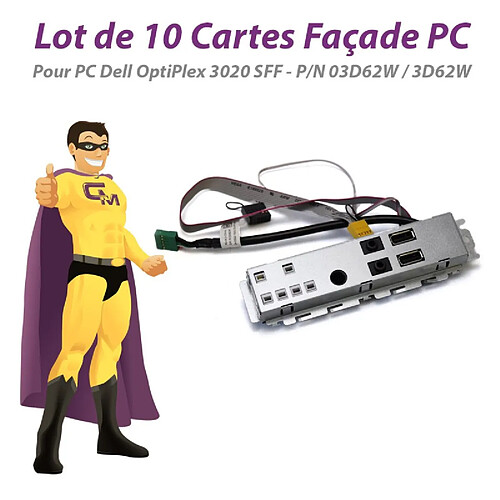 Lot x10 Cartes Façade PC Dell 03D62W 3D62W OptiPlex 3020 SFF 2x USB Audio IN/OUT · Occasion