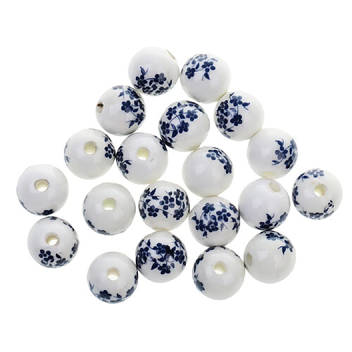 20pcs Fleur En Porcelaine Céramique Lâche Conclusions Espaceurs Perles Charmes Bleu Foncé