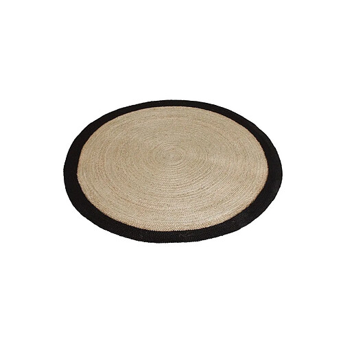 Aubry Gaspard Tapis rond jute naturelle avec bords noirs Diamètre 120cm.