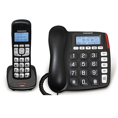 Téléphone filaire et sans fil répondeur dect noir - th540drblk - THOMSON