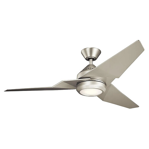 Elstead Lighting Ventilateur de plafond 152 cm avec lumière LED variable 3000 K, nickel brossé, télécommande