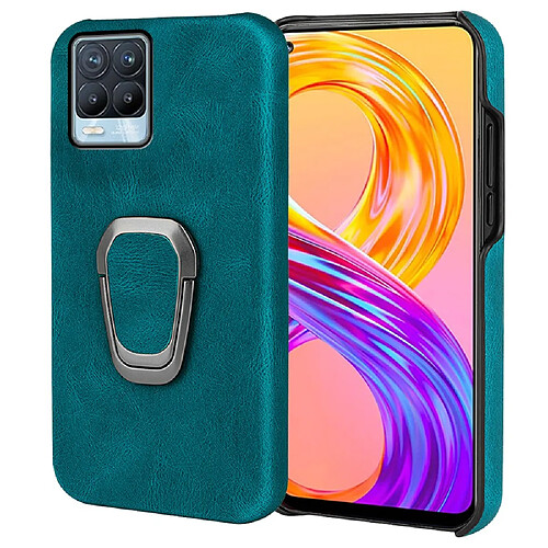 Coque en TPU + PU avec béquille, cyan pour votre Realme 8/8 Pro