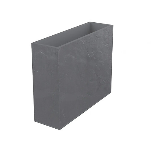 Jardinière rectangulaire Volcania effet pierre 63 L Gris galet - Eda