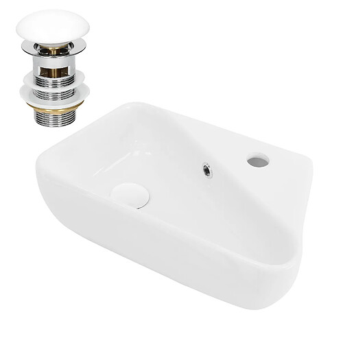 Lavabo avec vidage et trop-plein 45x27x13 cm blanc en céramique ML-Design