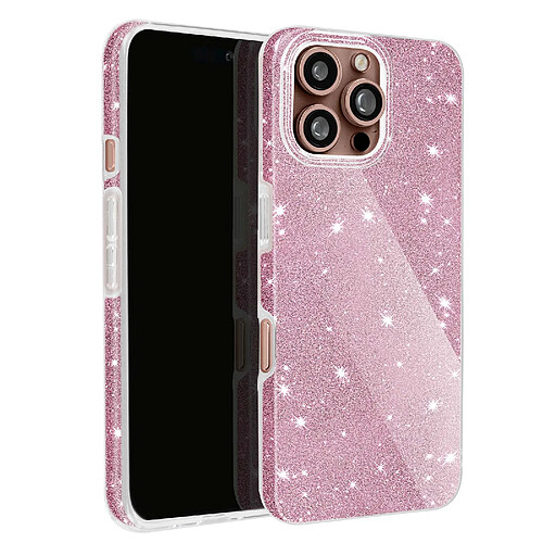 Avizar Coque Paillette pour iPhone 16 Pro Hybride Design Glamour Rose Poudré