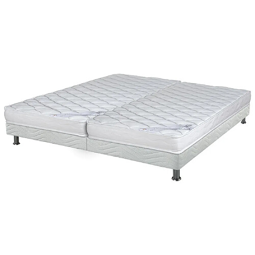 Ebac Matelas Marly + sommier tapissier Omega - 2x80x190 - Mousse - Hauteur 15 cm