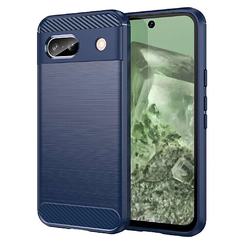 Htdmobiles Coque pour Google Pixel 8a - housse etui silicone gel carbone + verre trempe - BLEU FONCE