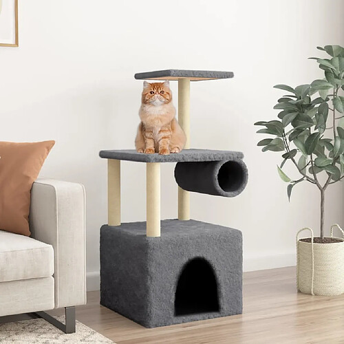 Arbre à chat avec griffoirs,niche pour chat en sisal gris foncé 109,5 cm -MN69274