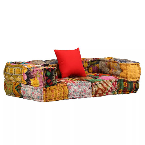 Decoshop26 Coussins de sol poufs modulaire chaise longue en tissu 2 places en tissu Patchwork DEC021231