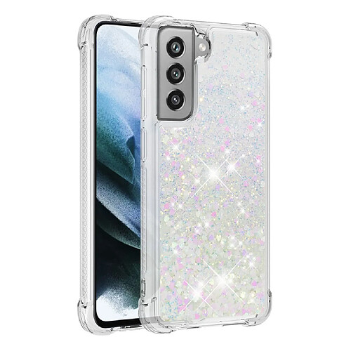 Coque en TPU Amortissement dynamique des sables mouvants Coeurs brillants pour votre Samsung Galaxy S21 FE/S21 Fan Edition