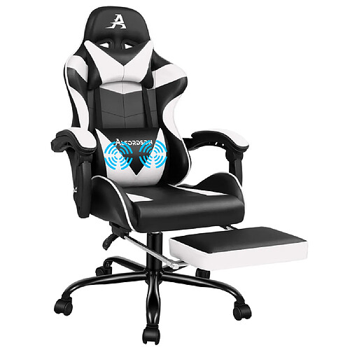 ALFORDSON Chaise de Jeu Siège de Bureau Repose-pieds Racing Siège en Cuir PU