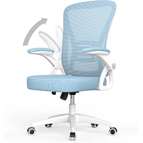 Chaises de bureau pour le bureau à domicile - avec accoudoirs rabattables à 90 ° et support lombaire - Chaises de bureau ergonomiques Rattantree pour la maison - Réglable en hauteur - Mobilier de bureau à domicile BLEU