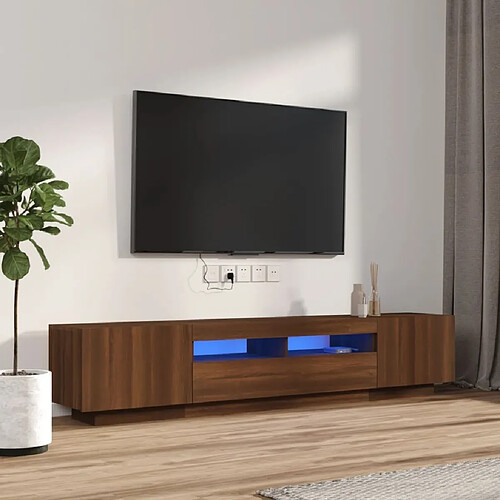 Maison Chic Ensemble de meubles TV 2 pcs avec lumières LED pour salon - Chêne marron -MN80825