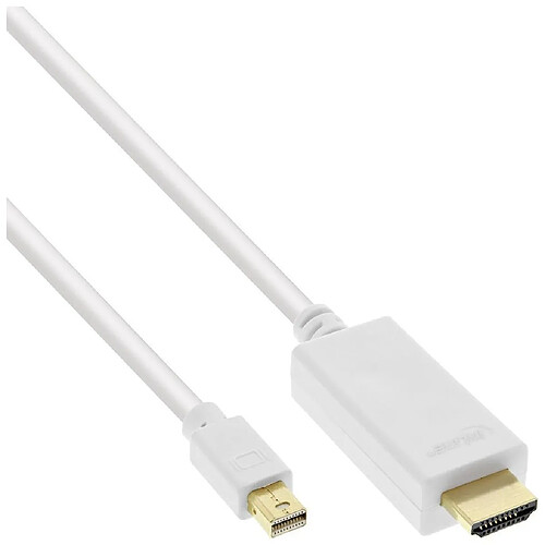 Câble convertisseur InLine® Mini DisplayPort vers HDMI avec audio, 4K / 60Hz, blanc, 2m