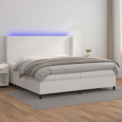 vidaXL Sommier à lattes de lit matelas LED Blanc 200x200 cm Similicuir