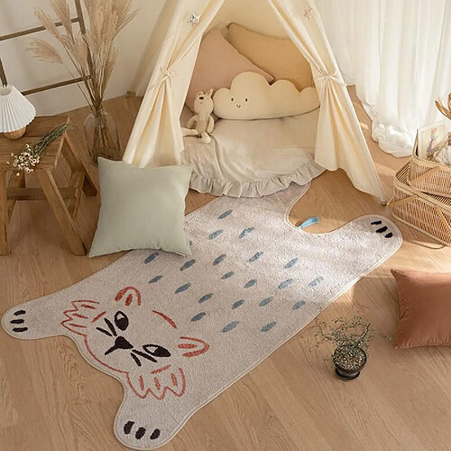 Universal 80 * 160cm Cartoon Animals Series Tapis Espace de jeux pour enfants Tapis mignon peau de tigre Imprimé en 3D Téléphone mobile Chambre à coucher Jeu Tapis Maison Tapis(blanche)