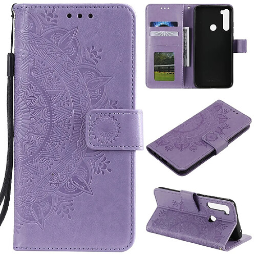 Etui en PU fleur violet pour votre Xiaomi Redmi Note 8