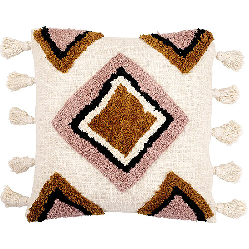 ICONIK INTERIOR Coussin carré design boho Bali en coton, coussin + rembourrage - Aurelia Multicolore