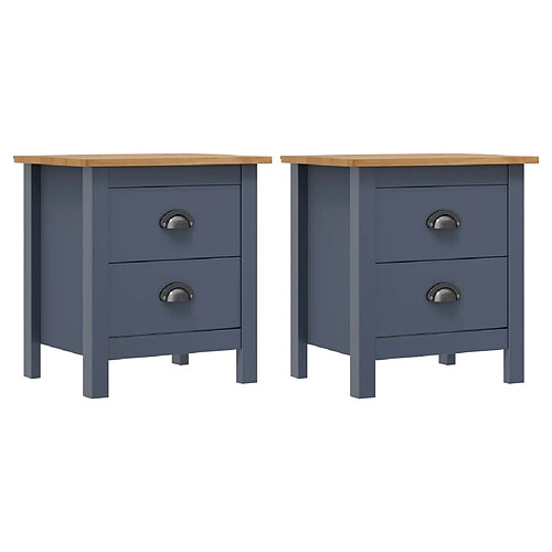 Maison Chic Lot de 2 Tables de chevet - Tables de Nuit Gris 46x35x49,5 cm Bois de pin