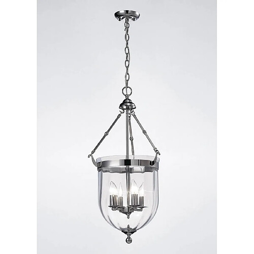 Luminaire Center Suspension Aubrey 4 Ampoules chrome poli/verre