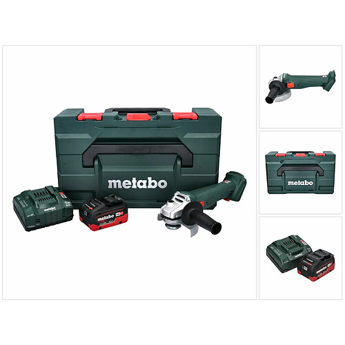 Metabo W 18 L 9-125 Quick Meuleuse d'angle sans fil 18 V 125 mm + 1x Batterie 8,0 Ah + Chargeur + metaBOX