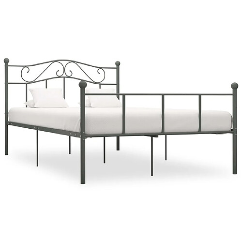 Maison Chic Lit adulte - Lit simple Cadre de lit,Structure du lit Contemporain Gris Métal 120 x 200 cm -MN53091