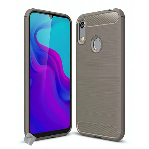 Htdmobiles Coque silicone gel carbone pour Huawei Y6 (2019) + verre trempe - GRIS